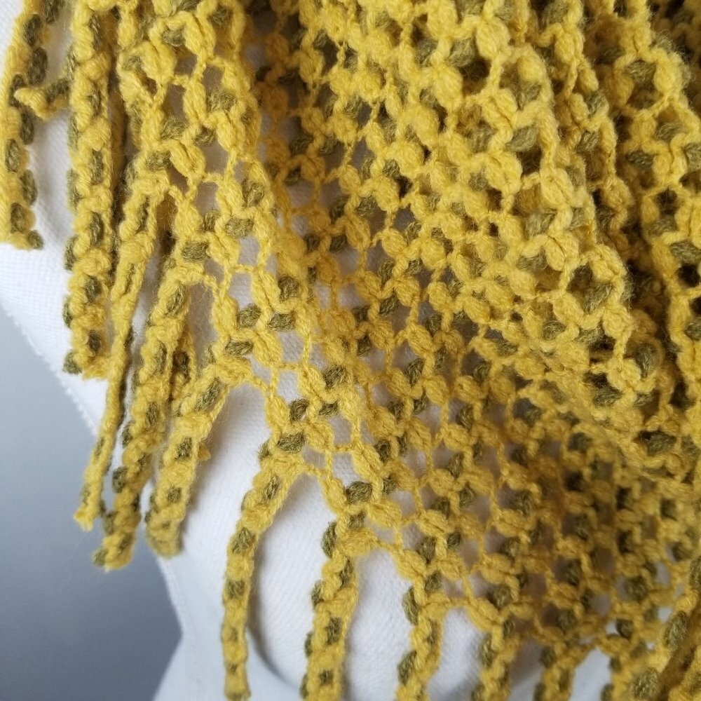 LIB Magic Scarf Mustard yellow Infinity Fringe Neck New York Boho Festival - Picture 5 of 5